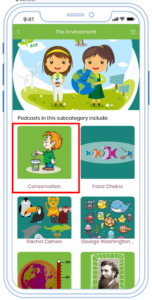 Choose a podcast from the Walking Classroom mobile app
