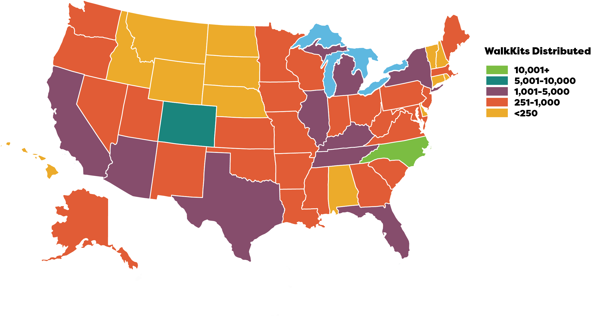 Walking Classroom Usage across the US