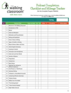 podcast checklist and mileage tracker